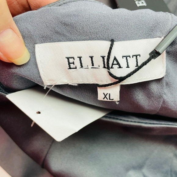 Revolve Elliatt Camo Cocktail Dress Womens XL Gray Satin Asymmetrical Halter NWT - Picture 6 of 11